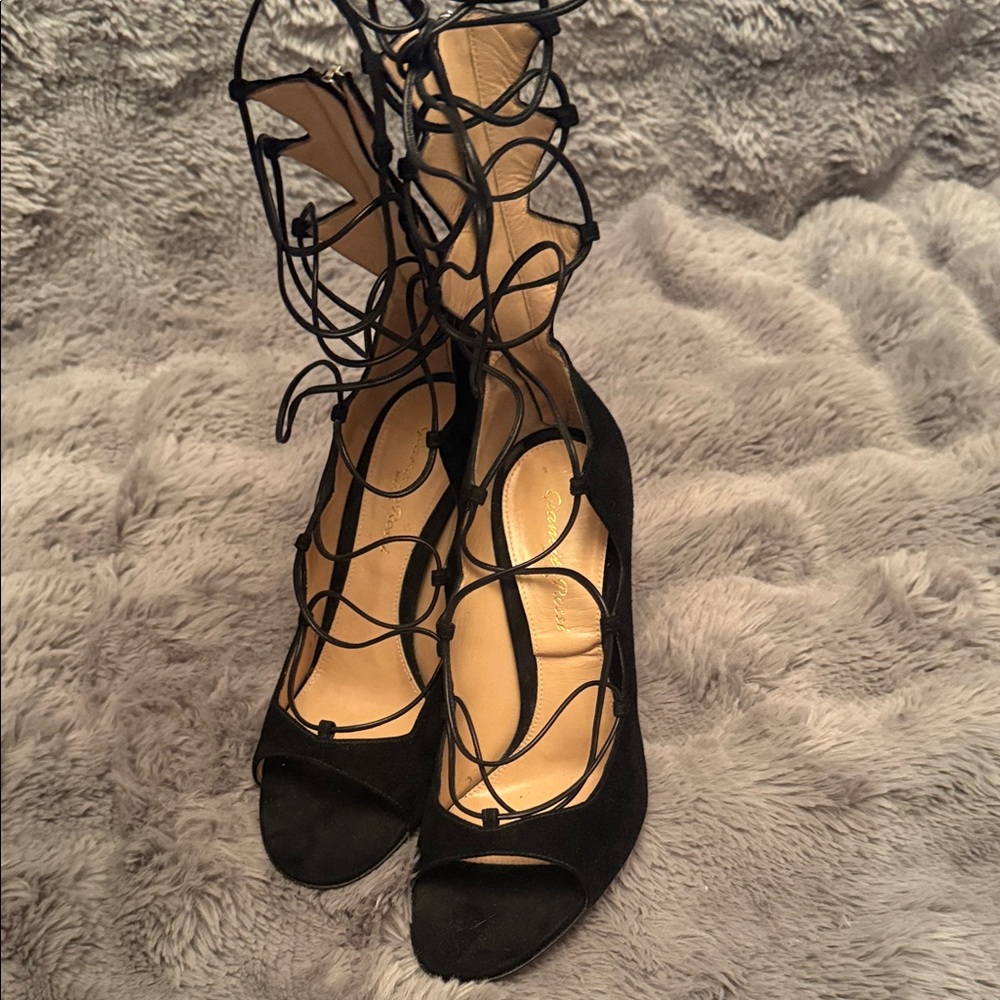 Chic Black Lace-Up Women's Heels